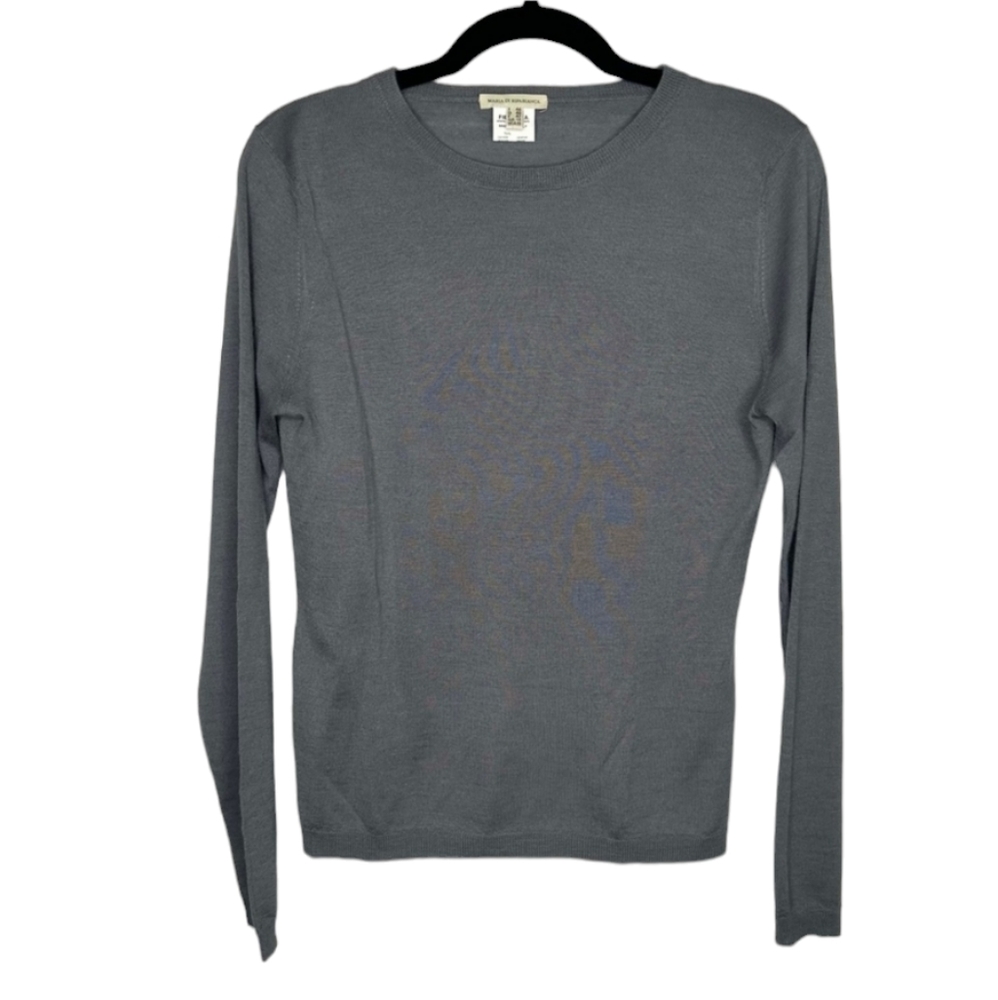 Maria Di Ripabianca Gray Women Crew Neck Cashmere Silk  Knit Sweater Size US10